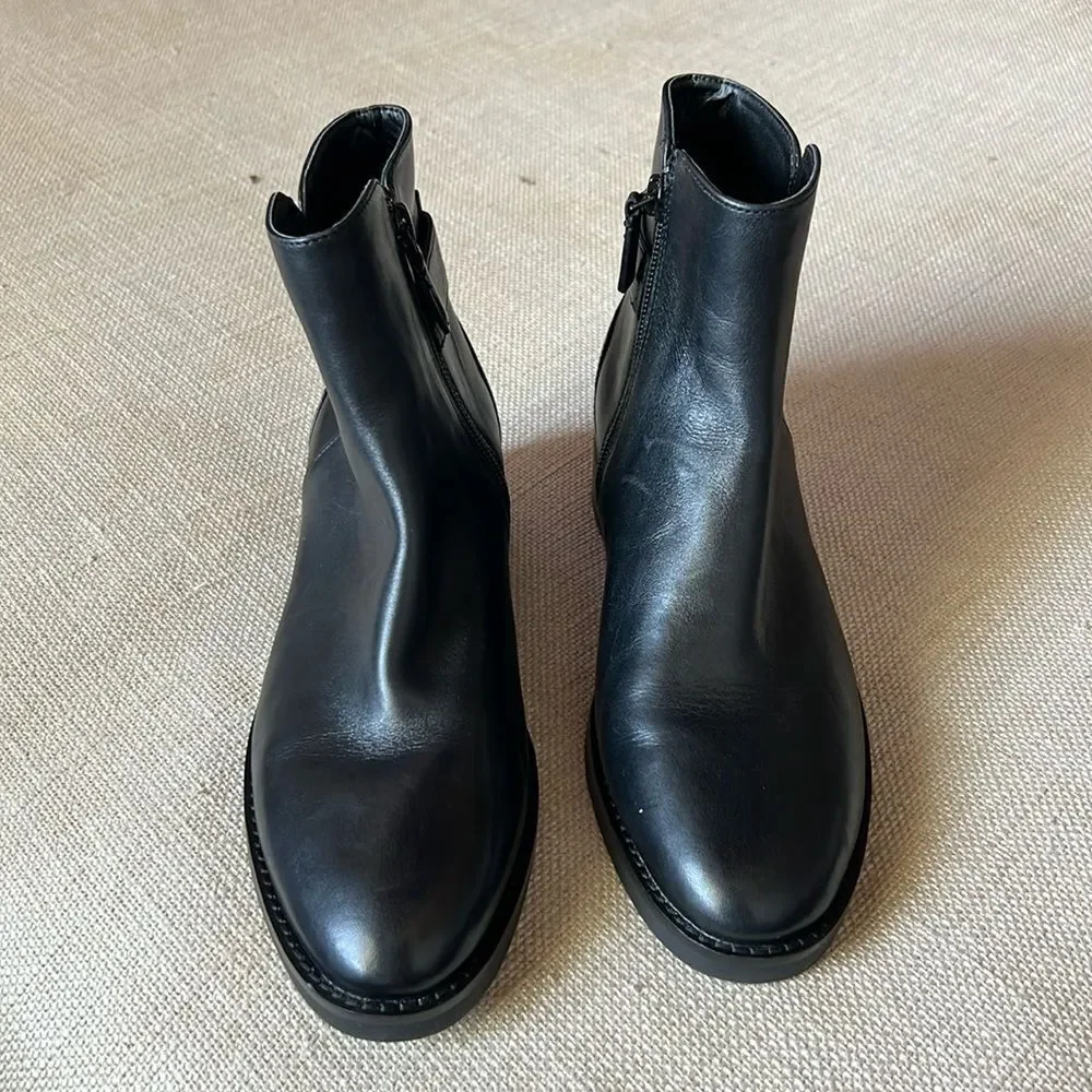 Cole Haan Women's Hampshire Black Leather Buckle Ankle Boots US 6.5